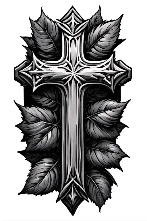 Cross With Few Leaves