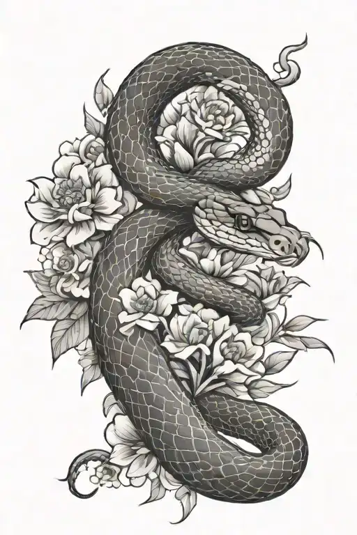 Snake And Flowers