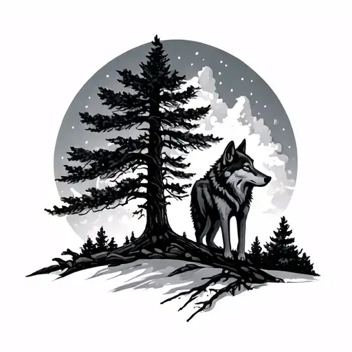 Wolf Trees Landscape Howl