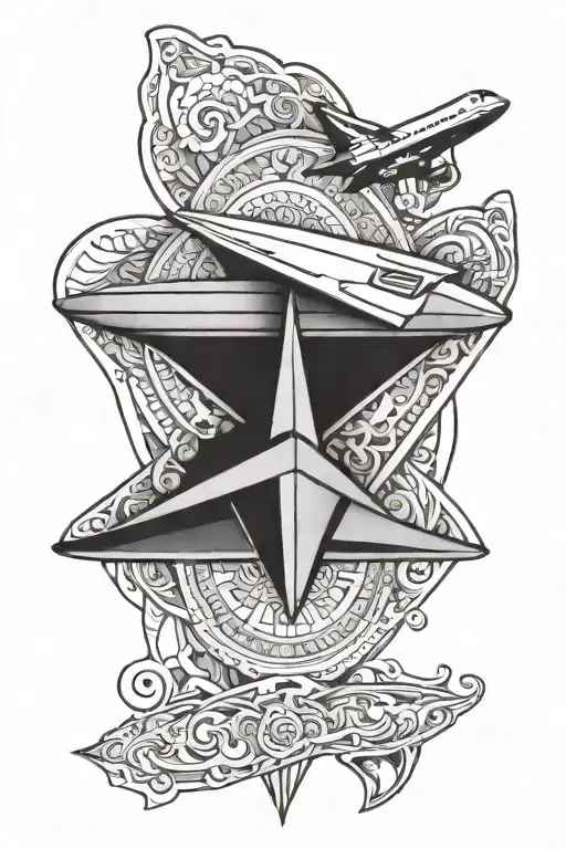 Mandala With Paper Airplane Flying