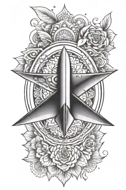 Mandala With Paper Airplane Flying