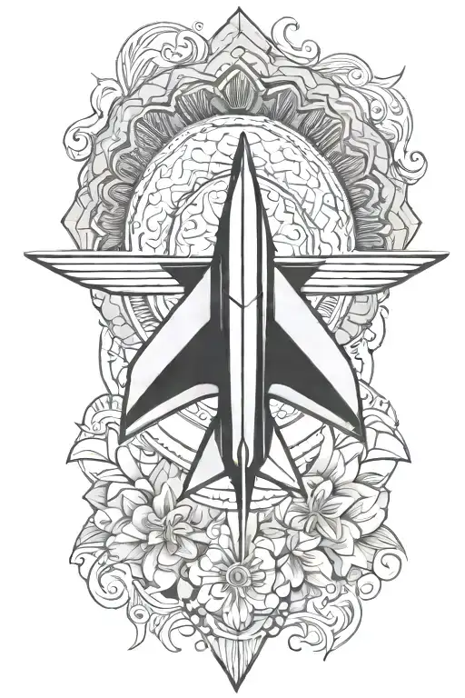 Mandala With Paper Airplane Flying