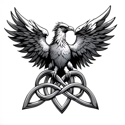 Phoenix Carrying A Simple Celtic Grandmother Knot