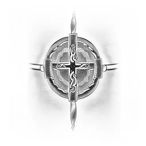 Bracelet Tattoo With A Cross In The Middle On The Inner Forearm