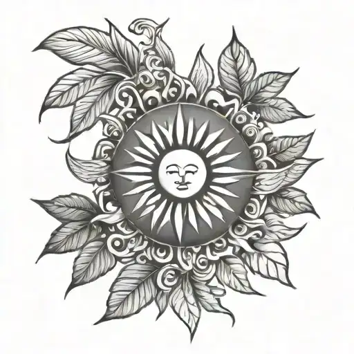 Filipino Sun With Basil Leafs Growing Around It