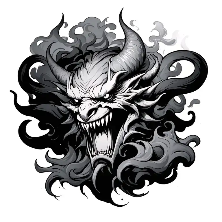 Japense Demon With Smoke Forming