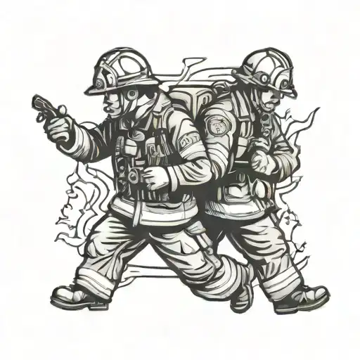 Firefighter Arm Hold Policeman Hand
