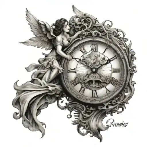 Half Globem Half Clock Innthe Middle Angel Of Debaty Then Under Tyat Roes