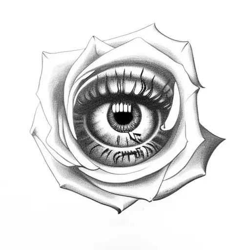 Eye With Rose And Skulls On Forearm Blackout