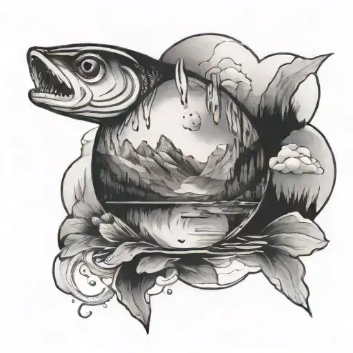 In A Water Drop On A Lake Surrounded By Mountains