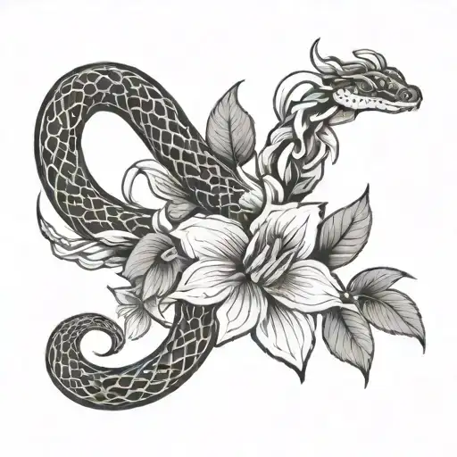 Trumpet Creeper Flower And Snake Mini