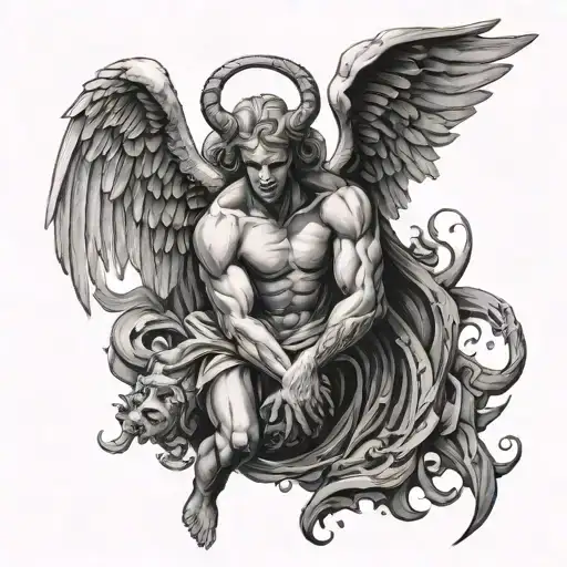 Angel Vs Demon Forarm Tattoo Design