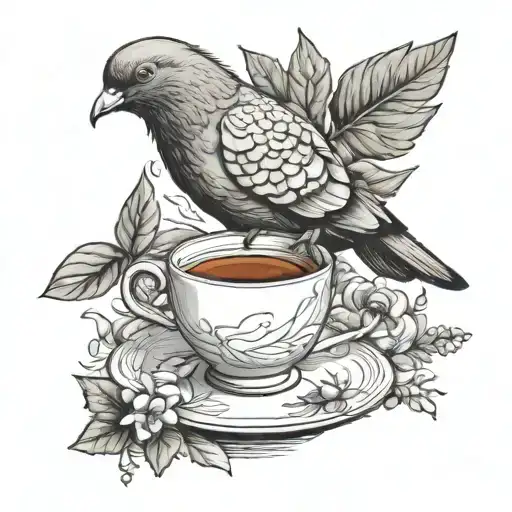 Pigeon Drinking Black Tea