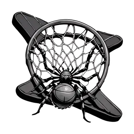 Basketball Rim And Net That Fades To Web Spider