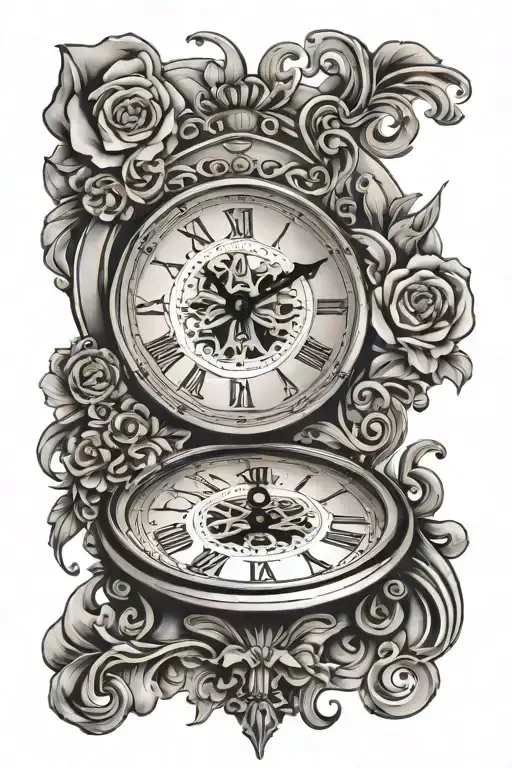 Clock Face And Hour Glass