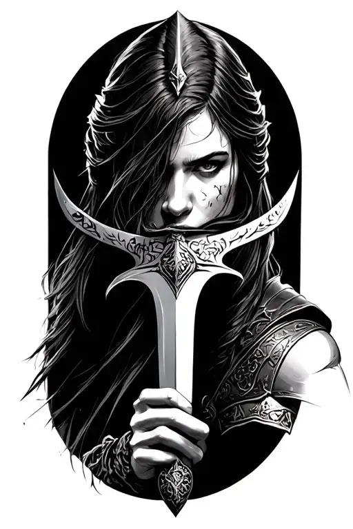 Sif From Dark Souls Holding Sword In Mouth