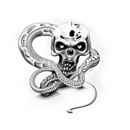 Zombie Snake Wrapped Around Forearm Bones