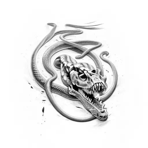 Decomposing Snake Wrapped Around Forearm Bones