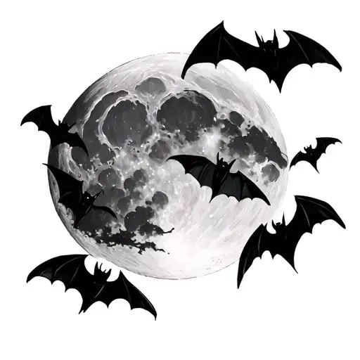 Moon With Bats