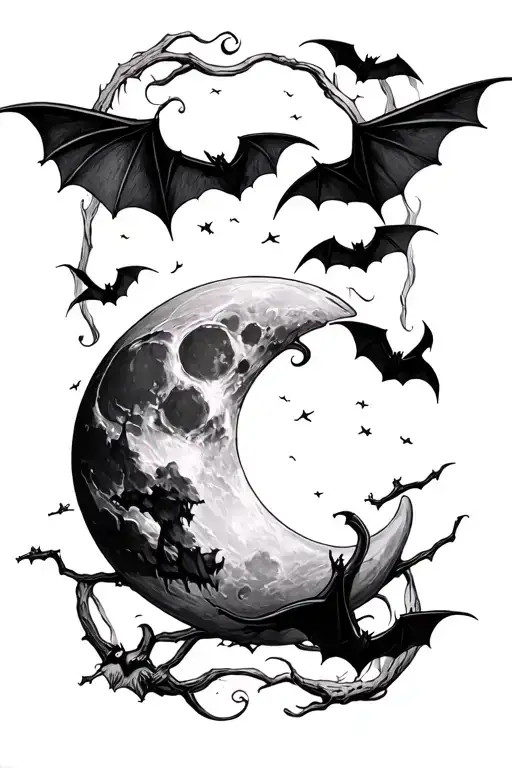 Moon With Bats