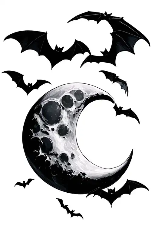 Moon With Bats