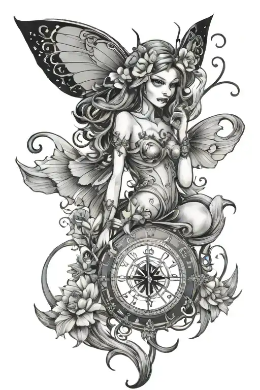 Fairy Cancer Zodiac Sign Tattoo