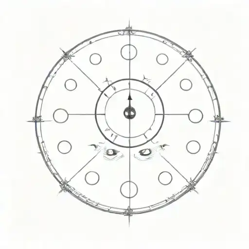 12 Moon Phases In A Circle With Clock Hands Poi Performer Surrounded By Swirling