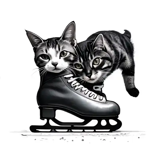 Ice Skate And Cat