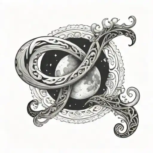 Infinity And Moon Merging Together Representing