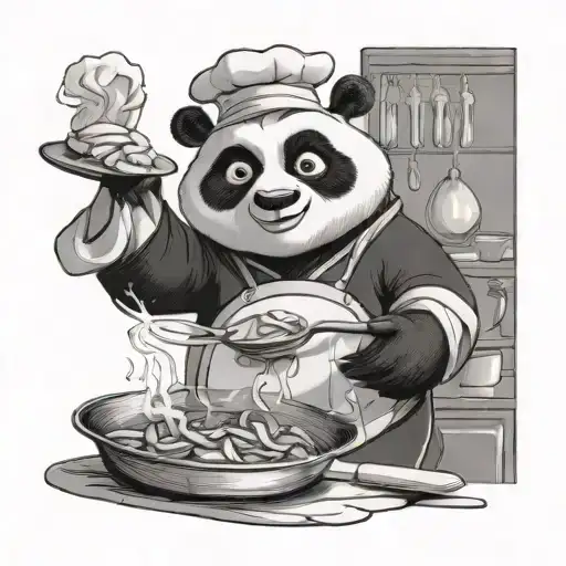Kung Fu Panda Cooking With Ratatouille In His Chef Hat