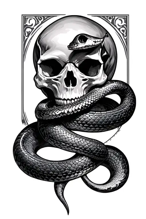 Free Spirt Snake Wrapped Around Skull