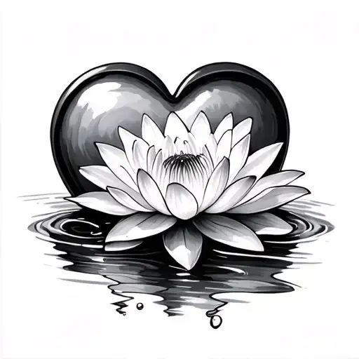 Water Lily Inside Heart Foot Tattoo Design