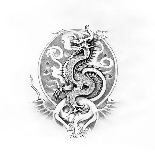 Skeleton Dragon With Mushrooms