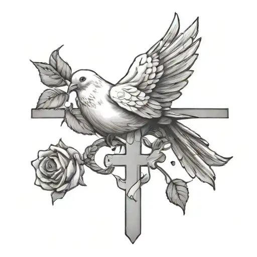 A Dove A Cross And A Rose
