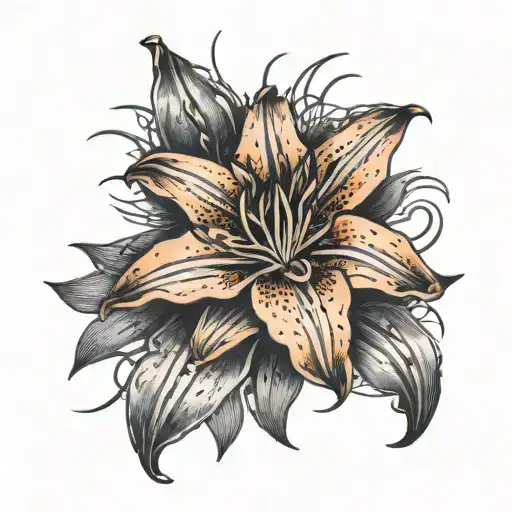 Orange Tiger Lilly With Barbwire