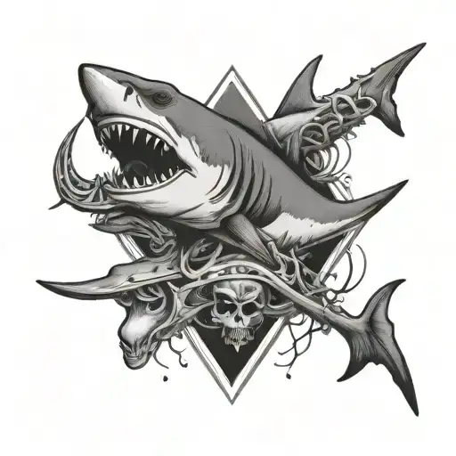 Cross And Shark Tattoo