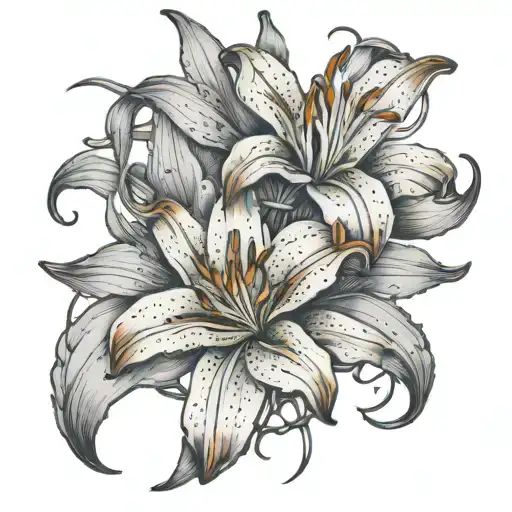 Orange Tiger Lilly With Barbwire Stem Wrapped