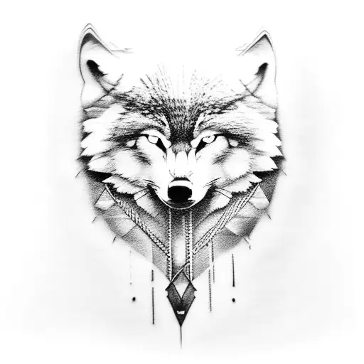 Shadaow Wolf Wrapped Around Arm Head On Chest