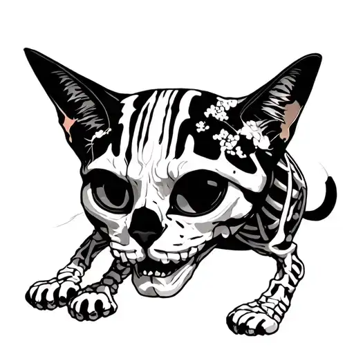 Moon Cat Skeleton Full Body