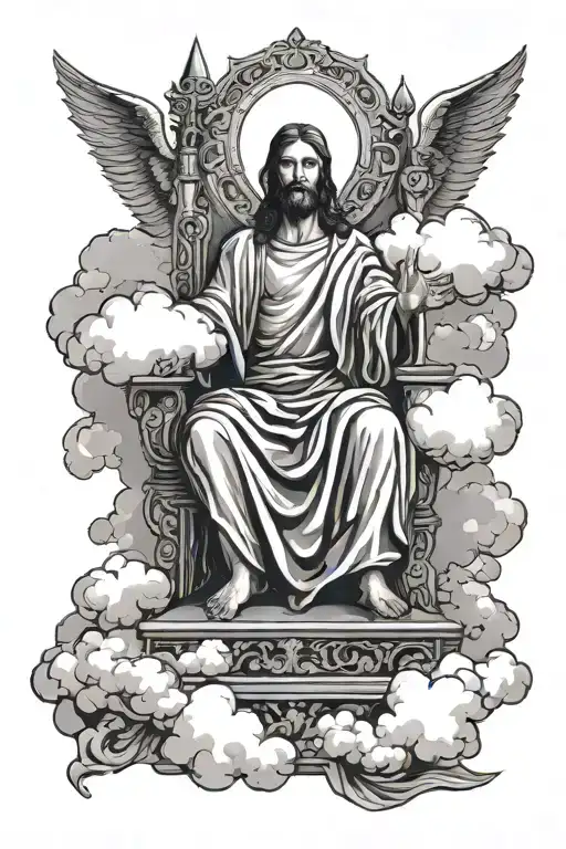 Jesus On The Throne In The Clouds