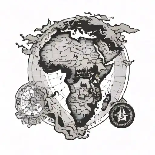 Black Sleeve Leg With Africa Map In The Middle Surrounded