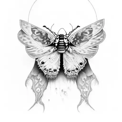 Deaths Head Moth With Moon Sybom