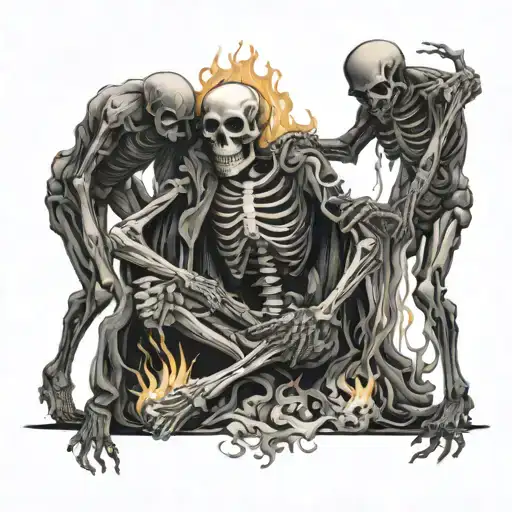 People In The Hell Burning Skeleton Suffering