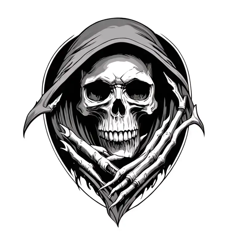 A Tattoo About A Skull And Gream Reaper And Being Dead Inside And Having Ocd