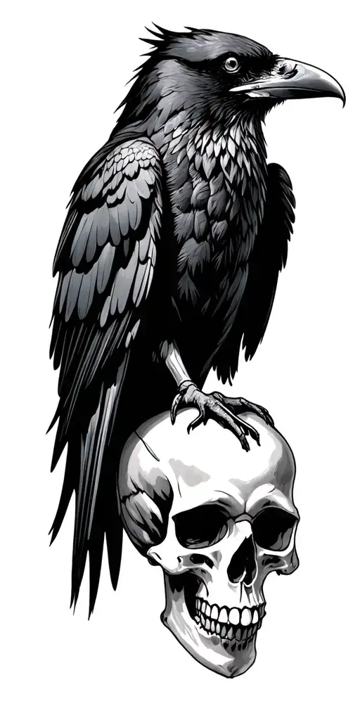 Raven On A Skull