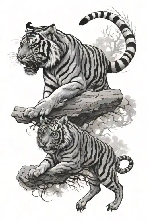 Tiger Hunting Its Prey