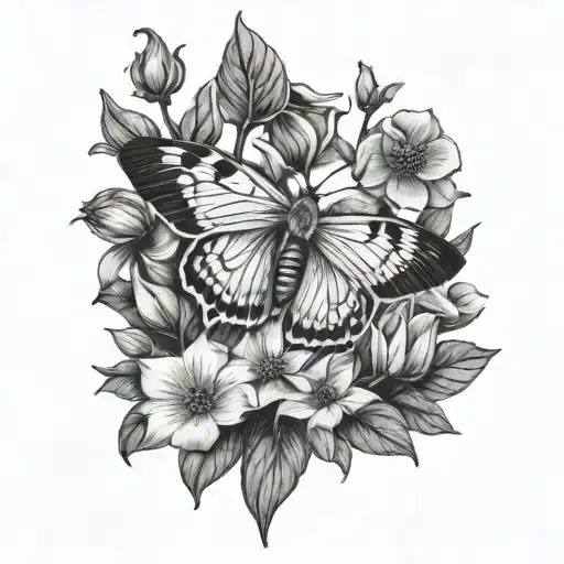 Moth With Moonflowers