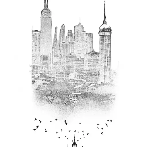 Zurich And New York Skyline