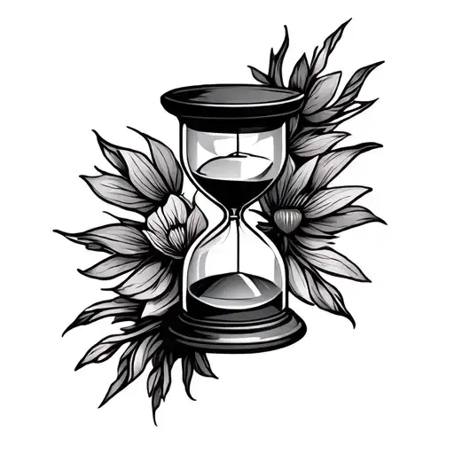 Generate Black And White Tattoo On An Hourglass Forearm In Ancient Shot