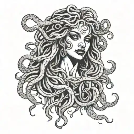 Medusa With Blood Coming Out Of Her Eyes